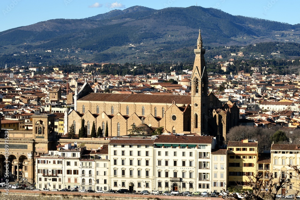 The Basilica of Santa Croce (Basilica of the Holy Cross) Franciscan Church in Florence, Italy