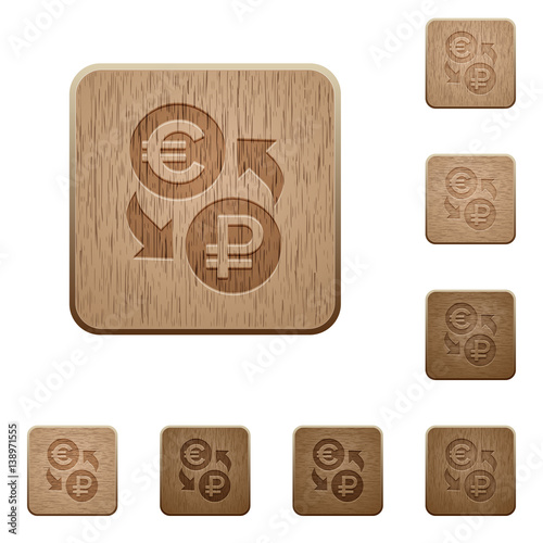Euro Ruble money exchange wooden buttons