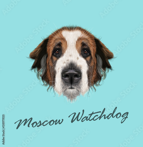 Vector illustrated Portrait of Moscow Watchdog dog