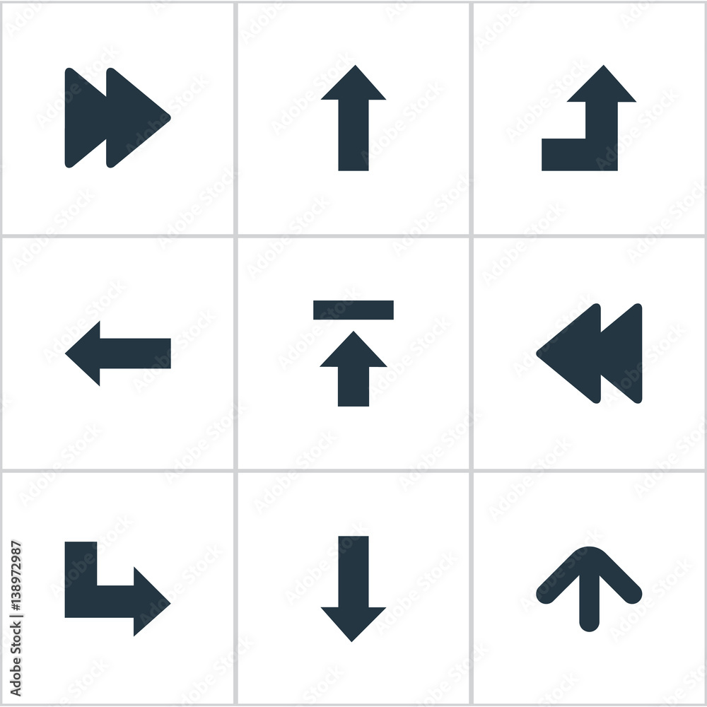 Set Of 9 Simple Pointer Icons. Can Be Found Such Elements As Transfer