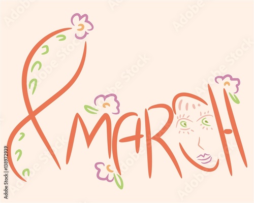 March 8 logo inscription to International Women's Day
