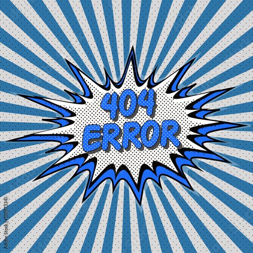 Error 404 page not found pop art style comic