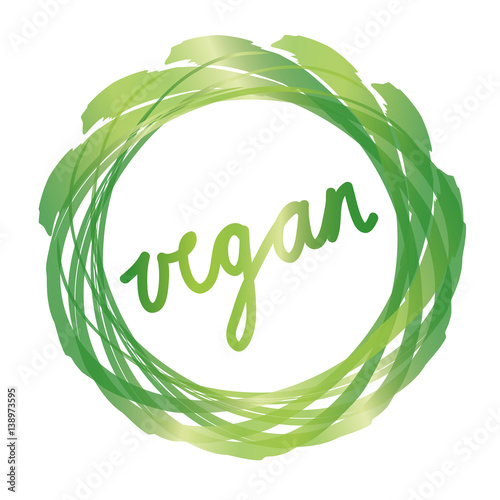 Gesunde Ernährung und Lebensweise - vegan, Logo, Störer, Button mit Schriftzug