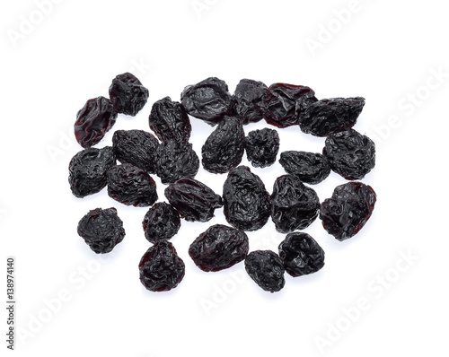 Black raisin isolated on white background