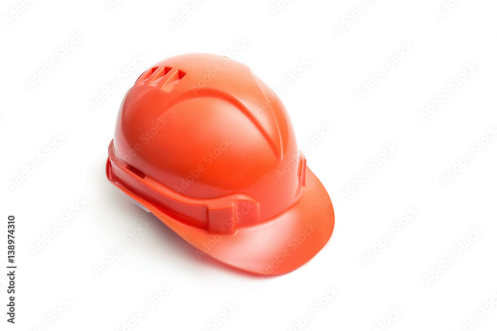 Fototapeta premium orange construction helmet isolated on white background