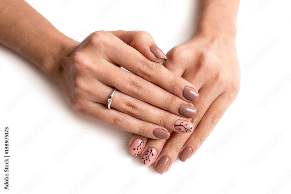 nails manicure isolated Nude style and art nails manicure isolated Nude style and art