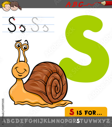 letter s with cartoon snail