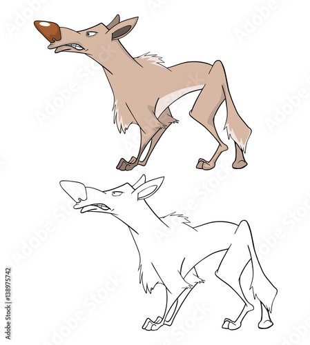  Illustration of a Wolf. Cartoon Character