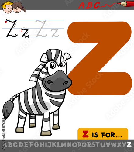 letter z with cartoon zebra