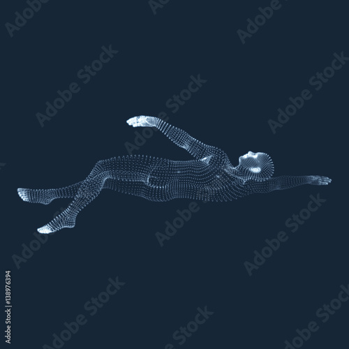 3D Swimming Man. Human Body. Sport Symbol. Design Element.