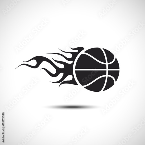 Basketball on Fire Logo. Fireball icon Vector Illustration. Sport Concept.