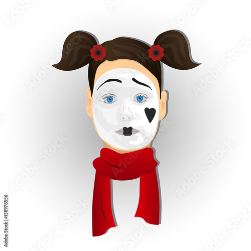 Portrait of mime sad girl. Illustration