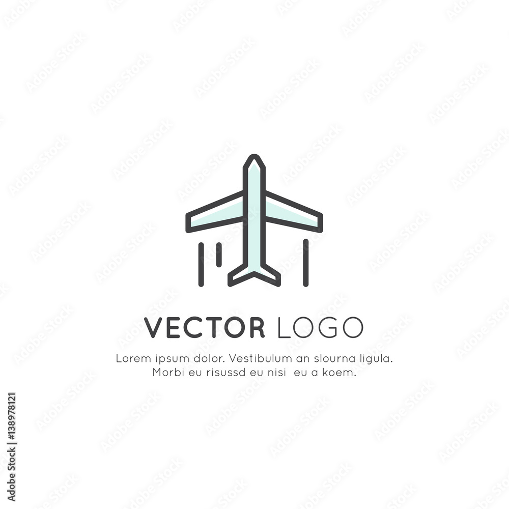 Vector Icon Style Logo of Air Plane Company, Low Fare Flight Services, Isolated Linear Design Concept Vector Icon Style Logo of Air Plane Company, Low Fare Flight Services, Isolated Linear Design Concept