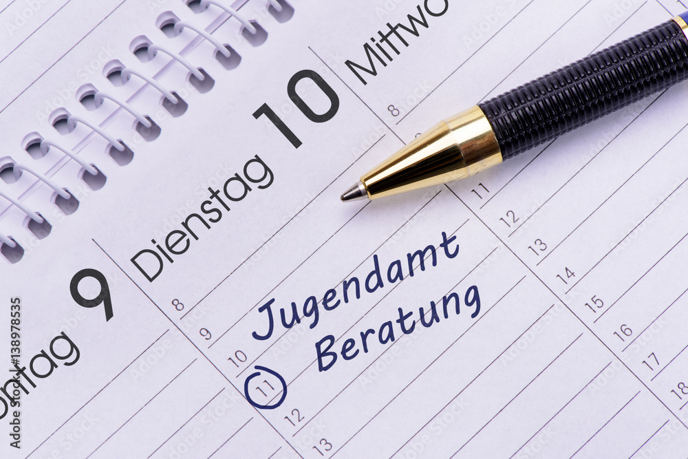 Beratung im Jugendamt markiert im Terminkalender Beratung im Jugendamt markiert im Terminkalender
