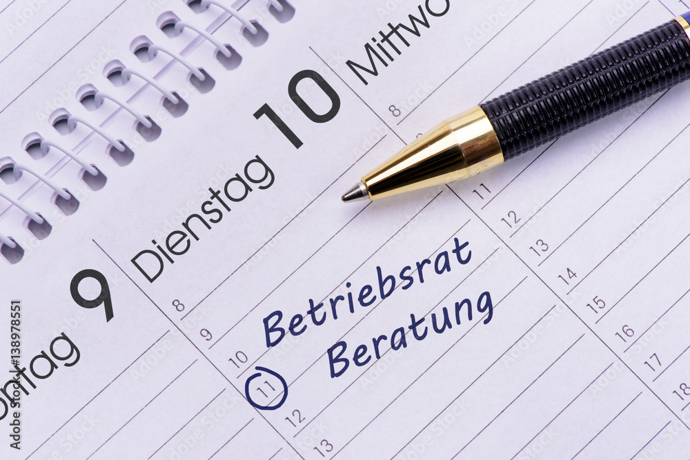 Termin für Beratung bei Betriebsrat im Kalender Termin für Beratung bei Betriebsrat im Kalender
