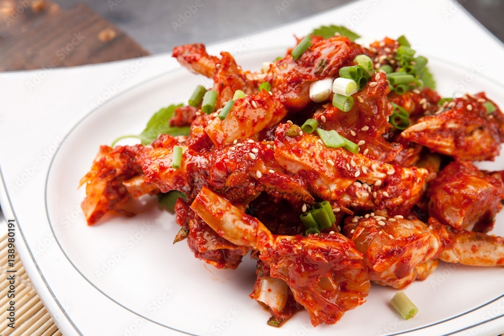 spicy marinated crab. This cuisine is Korean style. spicy marinated crab. This cuisine is Korean style.