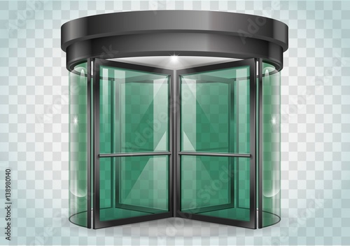 Revolving door shopping center, railway station . Vector graphics with transparency effects