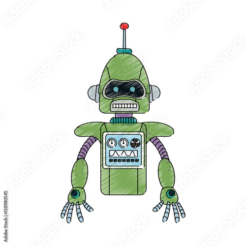 robot cartoon icon over white background. vector illustration