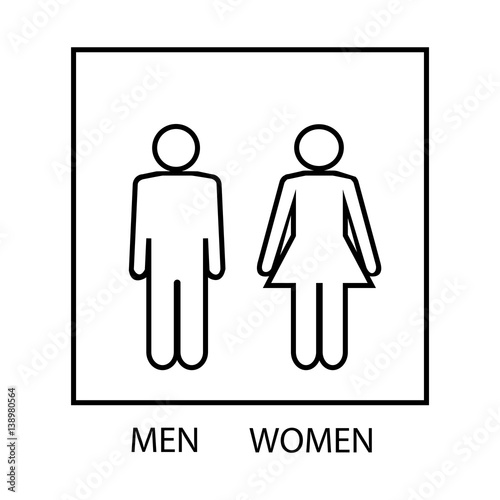 Silhouette men and women in square on white background