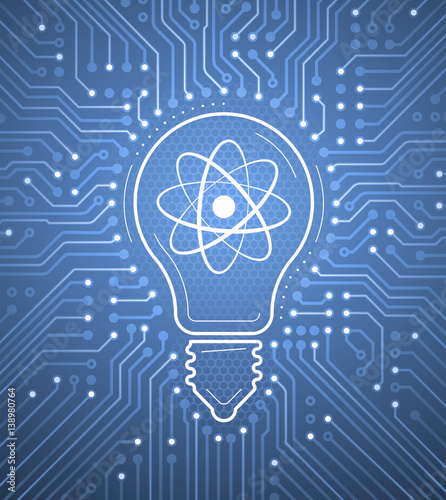 Nuclear Electricity. Vector illustration on the subject of using nuclear power generation.