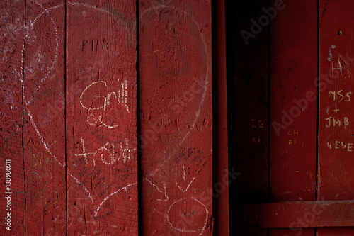 Close up of wooden wall graffiti