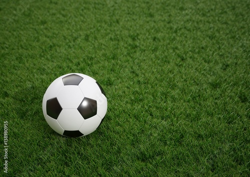 3D rendering Isolated Soccer Ball on grass field © julien