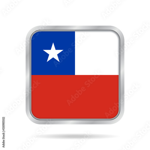 Free Download Flag of Chile. Shiny metallic gray square button. - GFXLoad