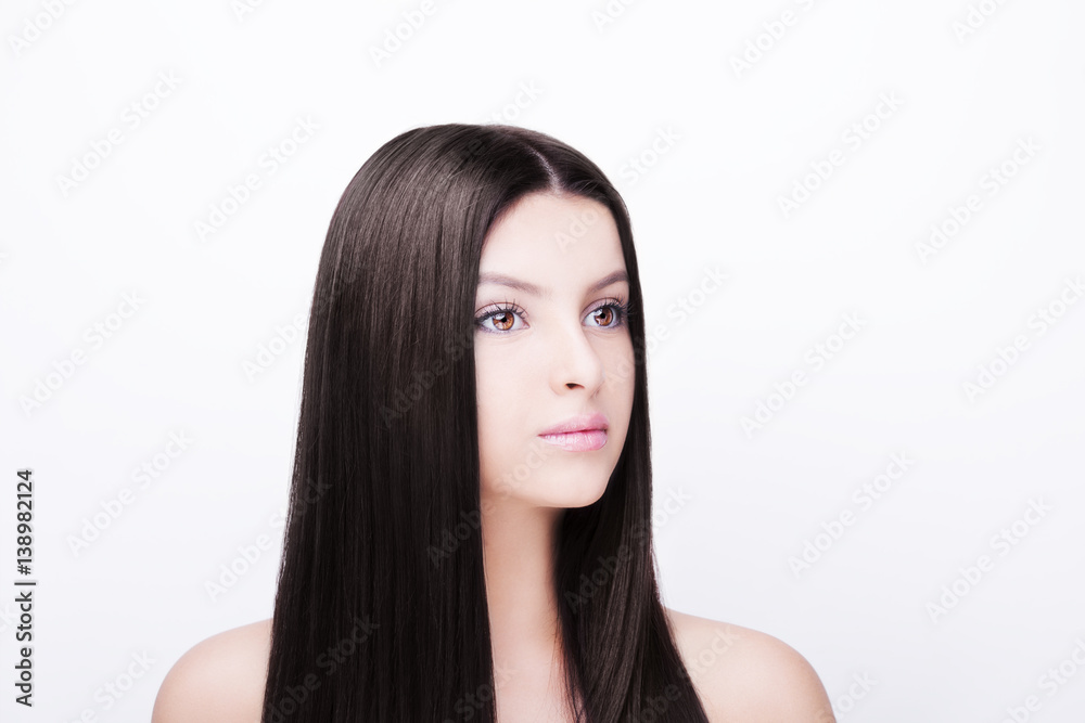 Beautiful Girl with Healthy Long Hair. Isolated on white Beautiful Girl with Healthy Long Hair. Isolated on white