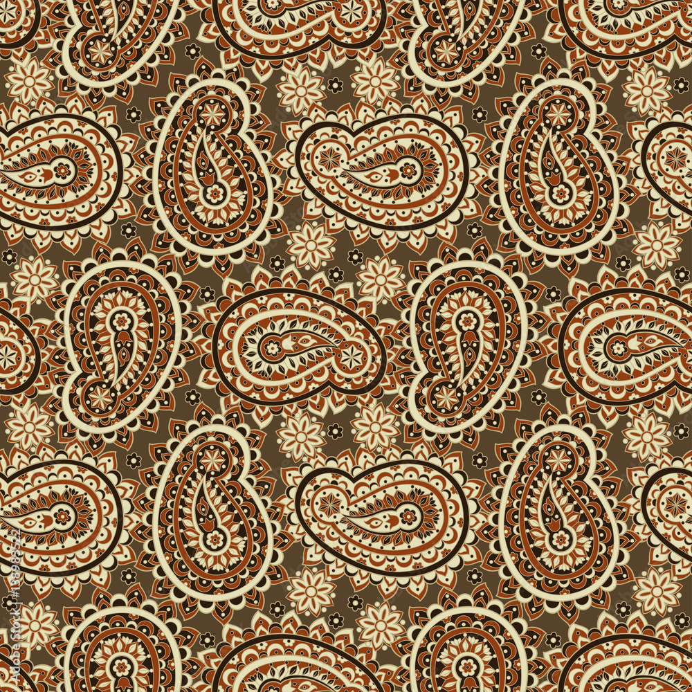 Damask paisley seamless vector pattern. Floral vintage background