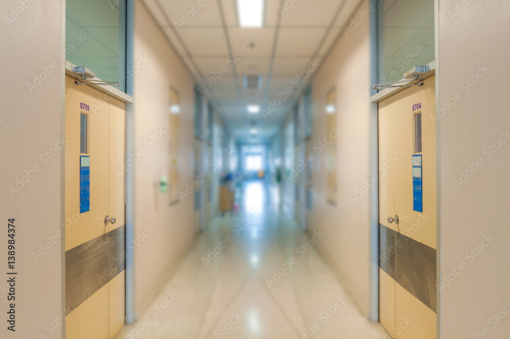 Partial blur of hospital hallway