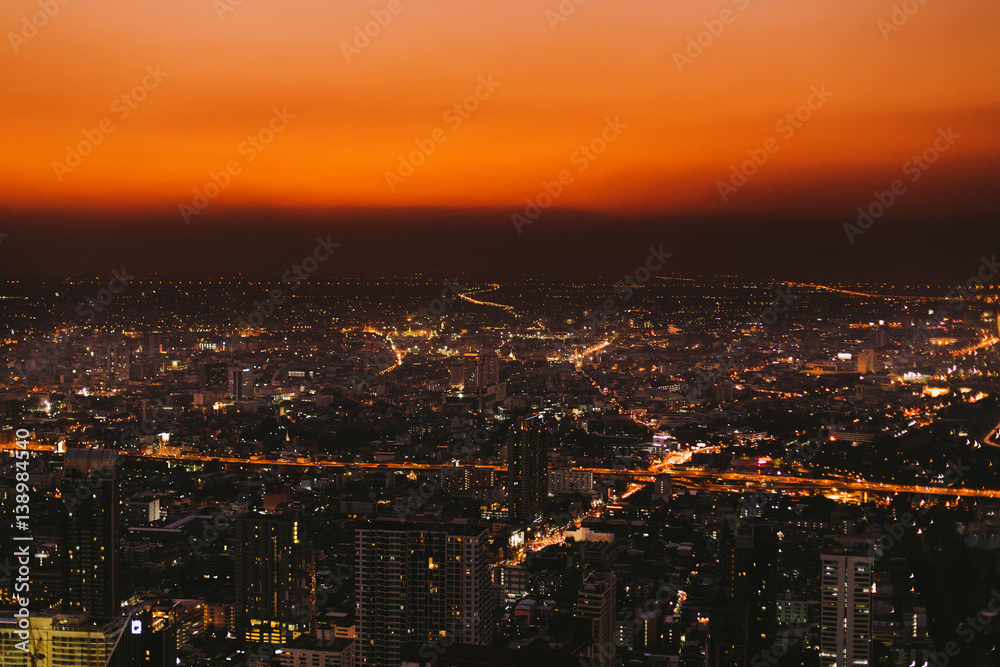 Bangkok at sunset in the night time