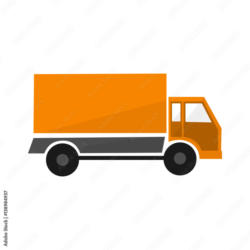 Orange delivery car , ,logistic transport illustration, isolation object, flat design Orange delivery car , ,logistic transport illustration, isolation object, flat design