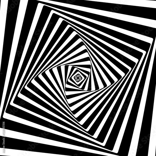 A black and white optical illusion. Vasarely optical effect.