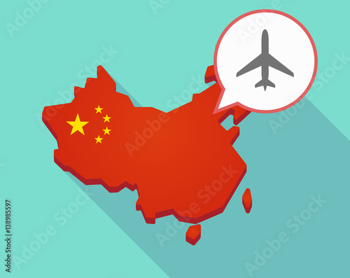 Map of China with a plane