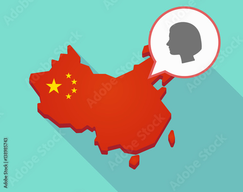 Map of China with a female head