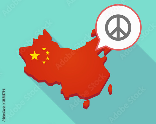 Map of China with a peace sign