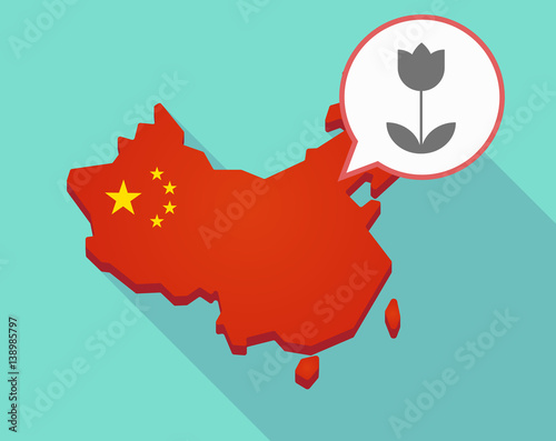 Map of China with a tulip