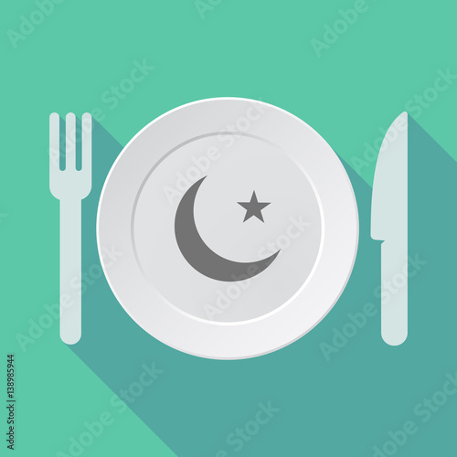 Long shadow dishware with an islam sign
