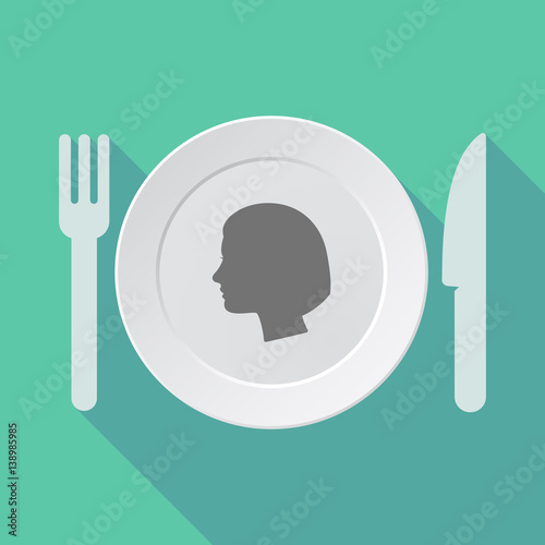 Long shadow dishware with a female head
