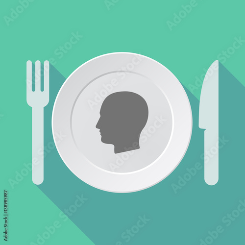 Long shadow dishware with a male head