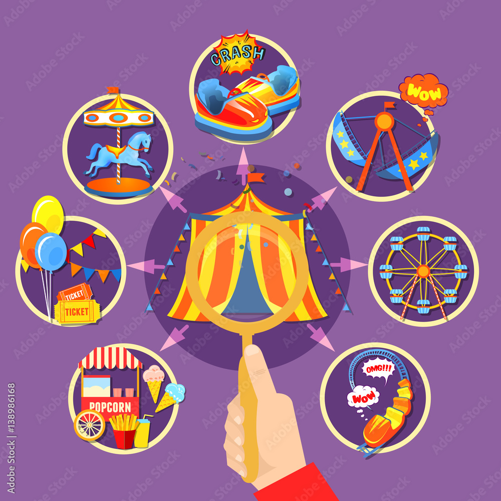 Amusement park collection vector illustration Amusement park collection vector illustration