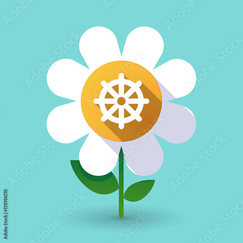 Long shadow daisy with a dharma chakra sign