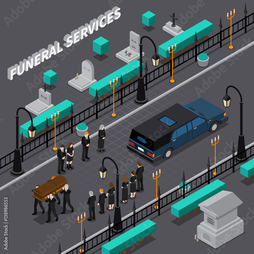 Funeral Services Isometric Composition