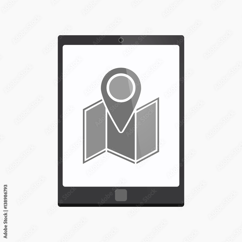 Isolated tablet pc with a map Isolated tablet pc with a map