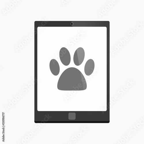 Isolated tablet pc with an animal footprint