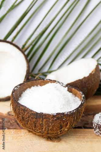 Coconut powder in a natural shell