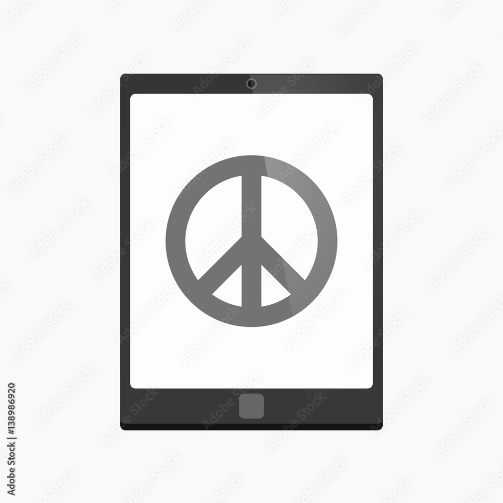 Isolated tablet pc with a peace sign Isolated tablet pc with a peace sign
