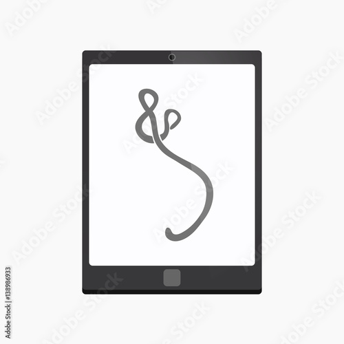 Isolated tablet pc with  an ebola sign