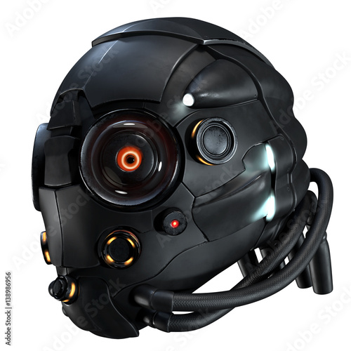 3D rendering science fiction helmet on white background photo