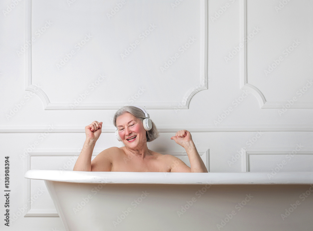 Grandma dancing in the bathtub